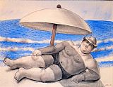 Man On The Beach by Fernando Botero